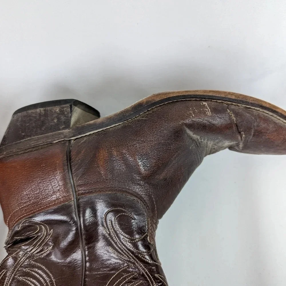 Laredo Vintage Mens 10 D Leather Western Cowboy Boots  Pointed Toe Embroidered - Picture 11 of 16